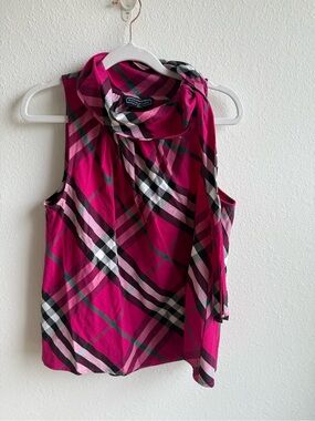 Duffield Lane Amelia Sleeveless Cotton Preppy Pink Plaid Top